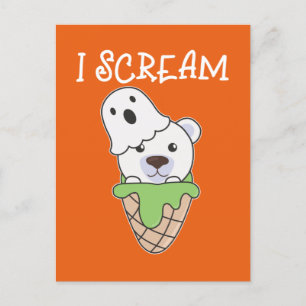 Polar Bear Halloween Ghost I schrei Eispuff Feiertagspostkarte