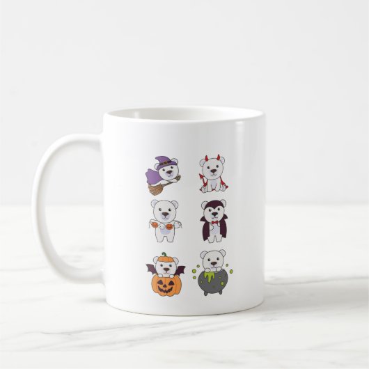 Polar Bear Halloween Hexenkürbis Pumpkin Vampire Kaffeetasse (Links)