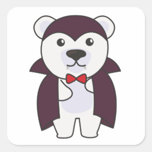 Polar Bear Halloween Niedlich Devil Kids Vampire S Quadratischer Aufkleber