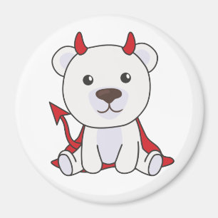Polar Bear Halloween Niedlicher Teufel Kids Hexen Magnet