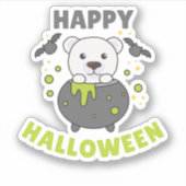 Polar Bear Happy Halloween Cauldron Bat Aufkleber (Vorderseite)