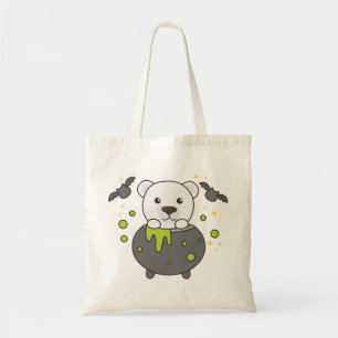 Polar Bear Happy Halloween Cauldron Bat Tote Bag Tragetasche