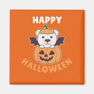 Polar Bear Happy Halloween Pumpkin Bat Kostüm Magnet
