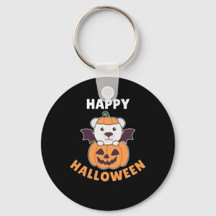 Polar Bear Happy Halloween Pumpkin Bat Kostüm Schlüsselanhänger