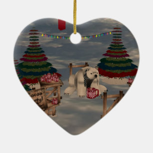 Polar Bear Heart Ornament