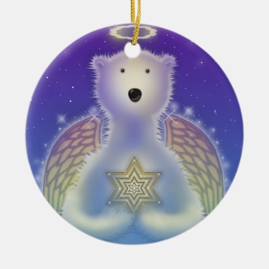 Polar Bear Holding Star Onrament Keramik Ornament (Vorne)