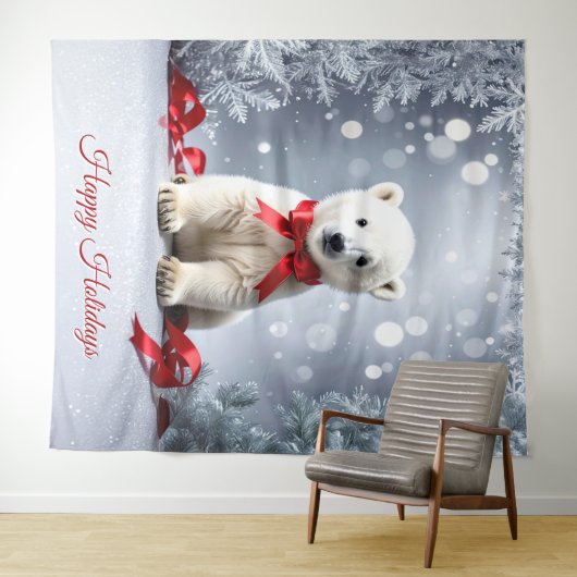 Polar Bear Holiday Backdrop Wandteppich (Beispiel (Horizontal))