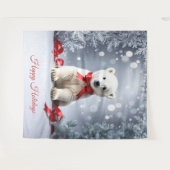 Polar Bear Holiday Backdrop Wandteppich (Vorderseite (Horizontal))