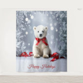 Polar Bear Holiday Backdrop Wandteppich (Vorderseite)