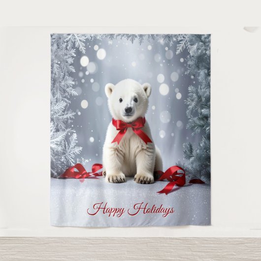 Polar Bear Holiday Backdrop Wandteppich (Vorderseite)