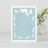 Polar Bear Holiday Blue Baby Dusche Einladung (Stehend Vorderseite)
