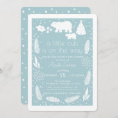 Polar Bear Holiday Blue Baby Dusche Einladung (Vorne/Hinten)