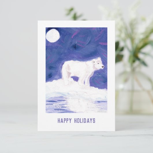 Polar Bear Holiday Card Dankeskarte (Stehend Vorderseite)