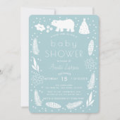 Polar Bear Holiday Foliage Baby Shower Einladung (Vorderseite)