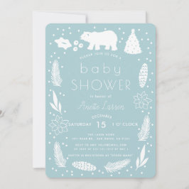 Polar Bear Holiday Foliage Baby Shower Einladung
