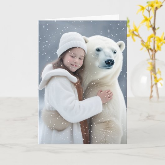Polar Bear Hug Karte (Gelbe Blume)