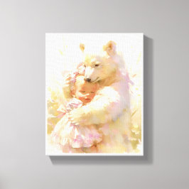 Polar Bear Hug with Baby Girl Nursery Wall Poster Leinwanddruck