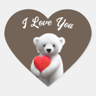 Polar Bear I Liebe You Herz-Aufkleber