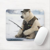 Polar Bear Ice Fishing Mousepad (Mit Mouse)