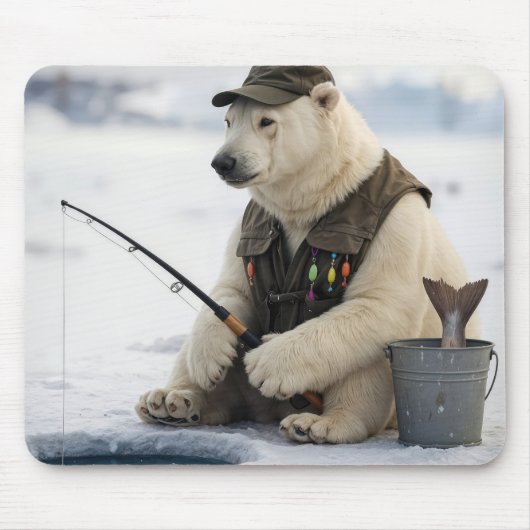 Polar Bear Ice Fishing Mousepad (Vorne)