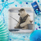 Polar Bear Ice Fishing Pappteller (Party)