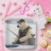 Polar Bear Ice Fishing Pappteller (Party)