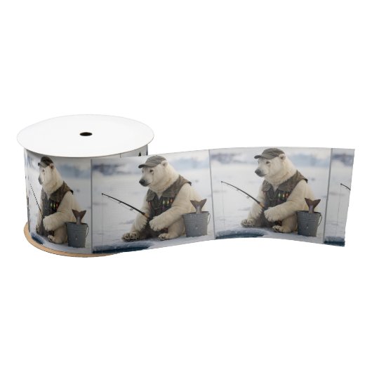 Polar Bear Ice Fishing Satinband (Spule)