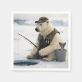 Polar Bear Ice Fishing Serviette (Vorderseite)