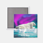 Polar Bear, Ice Floor & Aurora Wildlife Art Magnet (Vorderseite/Rückseite)