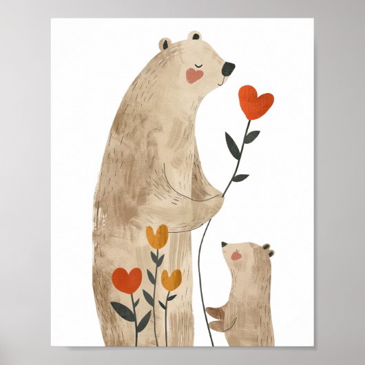 Polar Bear Illustration Aquarell Kinderzimmer Room Poster (Vorne)