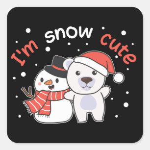 Polar Bear I'm Snow Niedlich Snowman Snow Pun Squa Quadratischer Aufkleber