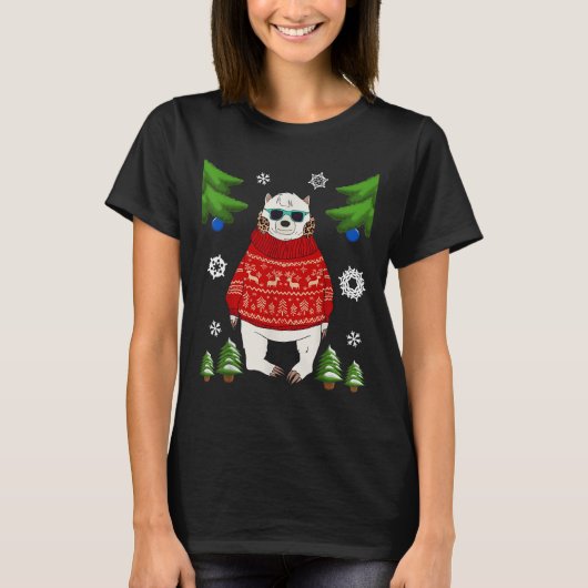 Polar Bear im Weihnachtskraut Funny Bear Lover U T-Shirt (Vorderseite)
