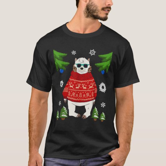 Polar Bear in Christmas Sweater Funny Bear Lover U T-Shirt (Vorderseite)