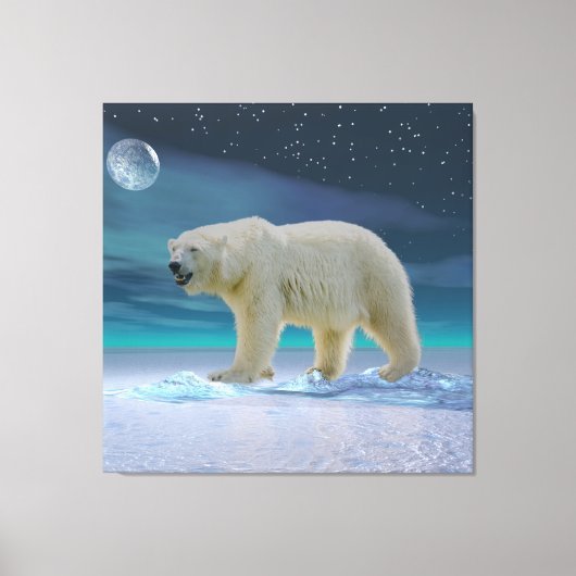 Polar Bear in Moonlight Canvas Print Leinwanddruck (Vorderseite)