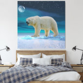 Polar Bear in Moonlight Canvas Print Leinwanddruck (Insitu (Schlafzimmer))