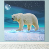 Polar Bear in Moonlight Canvas Print Leinwanddruck (Insitu (Holzboden))
