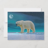 Polar Bear in Moonlight Flat Greeting Card Karte (Vorderseite)