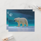 Polar Bear in Moonlight Flat Greeting Card Karte (Vorderseite/Rückseite Beispiel)