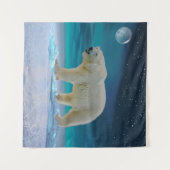 Polar Bear in Moonlight Tapestry Wandteppich (Vorderseite (Horizontal))