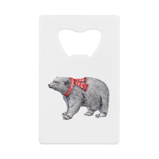 Polar Bear in Red Scarf Geldbeutel Flaschenöffner (Vorderseite)