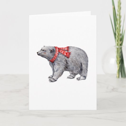 Polar Bear in Red Scarf Karte (Vorderseite)