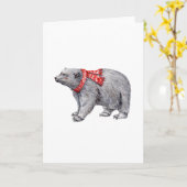 Polar Bear in Red Scarf Karte (Gelbe Blume)