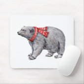 Polar Bear in Red Scarf Mousepad (Mit Mouse)