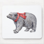 Polar Bear in Red Scarf Mousepad (Vorne)