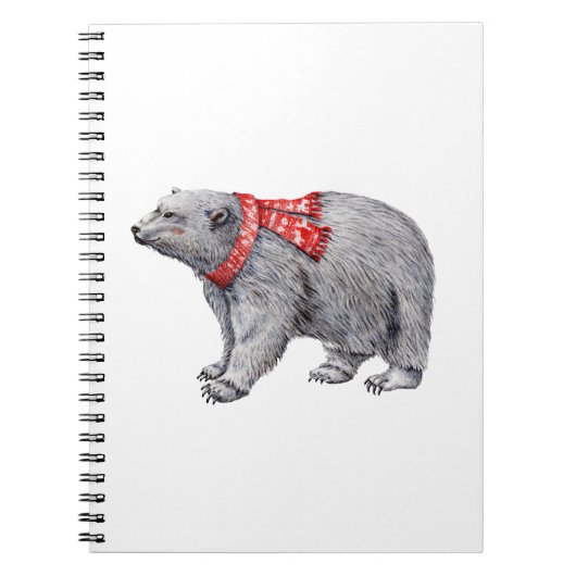 Polar Bear in Red Scarf Notizblock (Vorderseite)