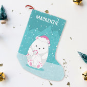 Polar Bear in rosa Weihnachtsmannmütze Niedlicher Kleiner Weihnachtsstrumpf