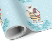 Polar Bear in Swimsuit Winterschneeflocken Blau Geschenkpapier (Rolleneckpunkt)