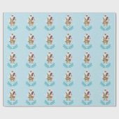 Polar Bear in Swimsuit Winterschneeflocken Blau Geschenkpapier (Flach)