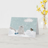 Polar Bear Karte (Gelbe Blume)