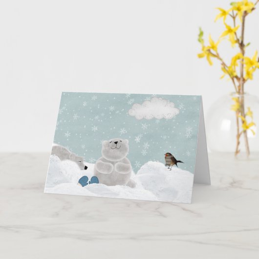 Polar Bear Karte (Gelbe Blume)